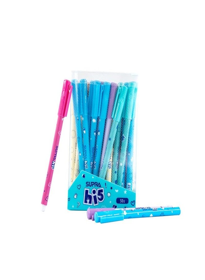 سوبرا مجموعة أقلام حبر جاف سوبرا هاي 5، 0.7 مم | كتابة سلسة وسريعة | مجموعة ألوان جذابة | قلم حبر جاف خفيف الوزن بمقبض مريح | حبر أزرق، عبوة من 50 قلمًا - Image 5