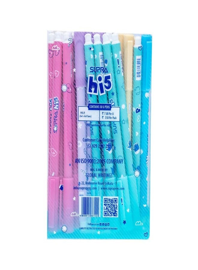 سوبرا مجموعة أقلام حبر جاف سوبرا هاي 5، 0.7 مم | كتابة سلسة وسريعة | مجموعة ألوان جذابة | قلم حبر جاف خفيف الوزن بمقبض مريح | حبر أزرق، عبوة من 50 قلمًا - Image 4