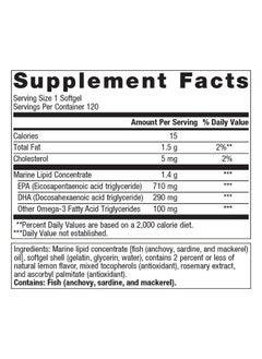Metagenics Metagenics OmegaGenics Fish Oil EPA-DHA 1000 - Omega-3 Fish Oil Supplement - for Heart Health, Musculoskeletal Health & Immune System Health* - with DHA & EPA - 120 Softgels  - Image 2