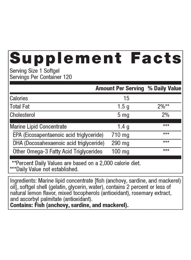 Metagenics Metagenics OmegaGenics Fish Oil EPA-DHA 1000 - Omega-3 Fish Oil Supplement - for Heart Health, Musculoskeletal Health & Immune System Health* - with DHA & EPA - 120 Softgels  - Image 2