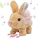 Hopearl Hopping Rabbit with Dress Interactive Electronic Pet Plush Bunny Toy with Sounds and Movements Animated Walking Wiggle Ears Twitch Nose Gifts for Toddlers Birthday Brown 7 - Image 2