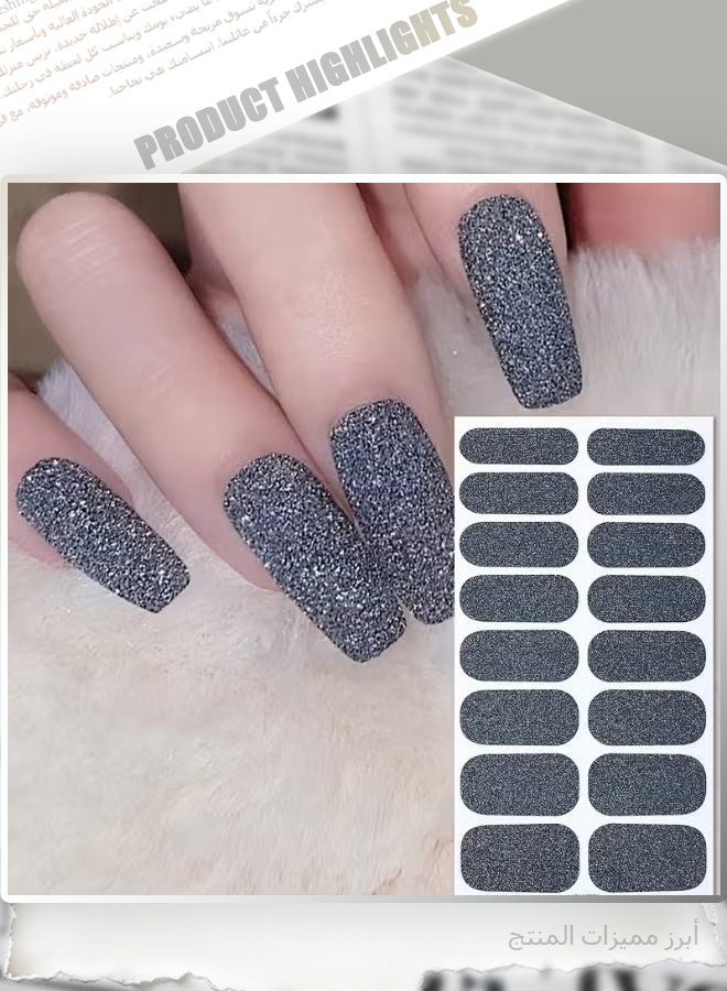 8 Sheets Holographic Glitter Nail Wraps Stickers, Full Cover Sparkly Nail Art Decals, Easy Peel Off Nail Stickers for DIY Manicure (Assorted Colors) - Image 4