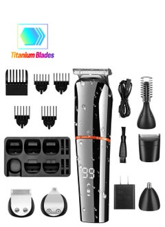 Arabest Beard Trimmer, Hair Clippers for Men, Body Mustache Nose Hair Groomer, Cordless Precision Hair Trimmer 6 in 1 Grooming Kit Waterproof USB Rechargeable and LED Display  - Image 1