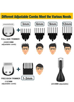 Arabest Beard Trimmer, Hair Clippers for Men, Body Mustache Nose Hair Groomer, Cordless Precision Hair Trimmer 6 in 1 Grooming Kit Waterproof USB Rechargeable and LED Display  - Image 5