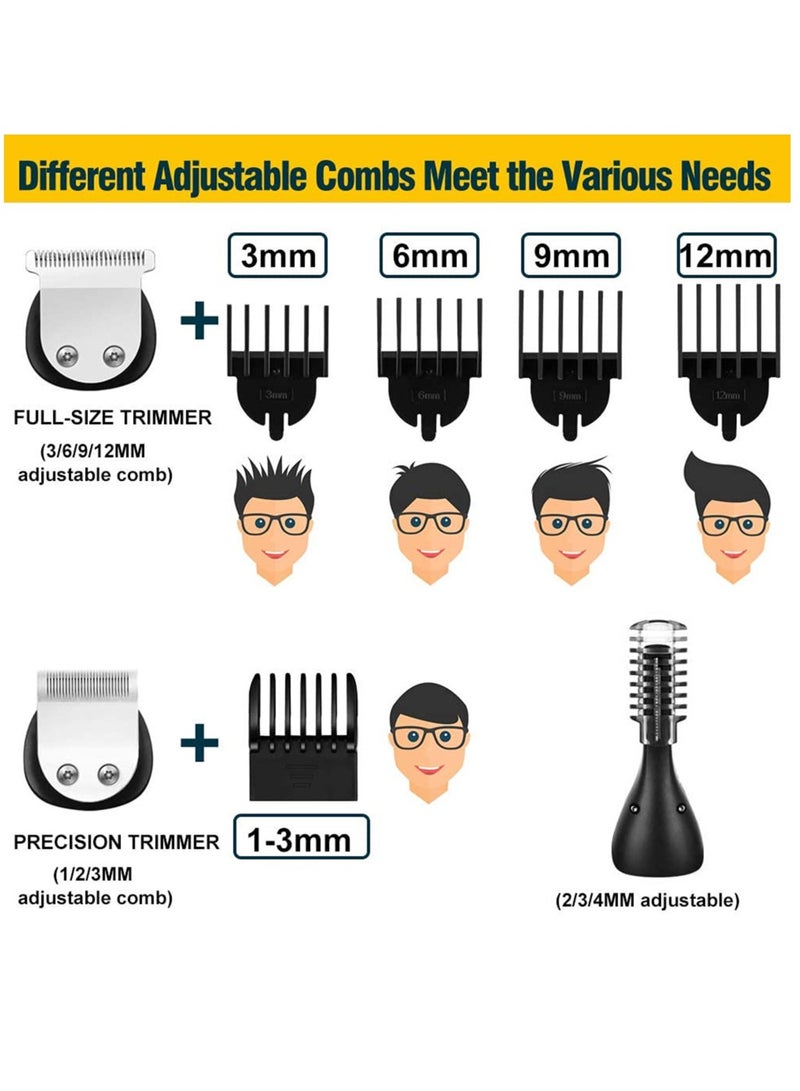 Arabest Beard Trimmer, Hair Clippers for Men, Body Mustache Nose Hair Groomer, Cordless Precision Hair Trimmer 6 in 1 Grooming Kit Waterproof USB Rechargeable and LED Display  - Image 5