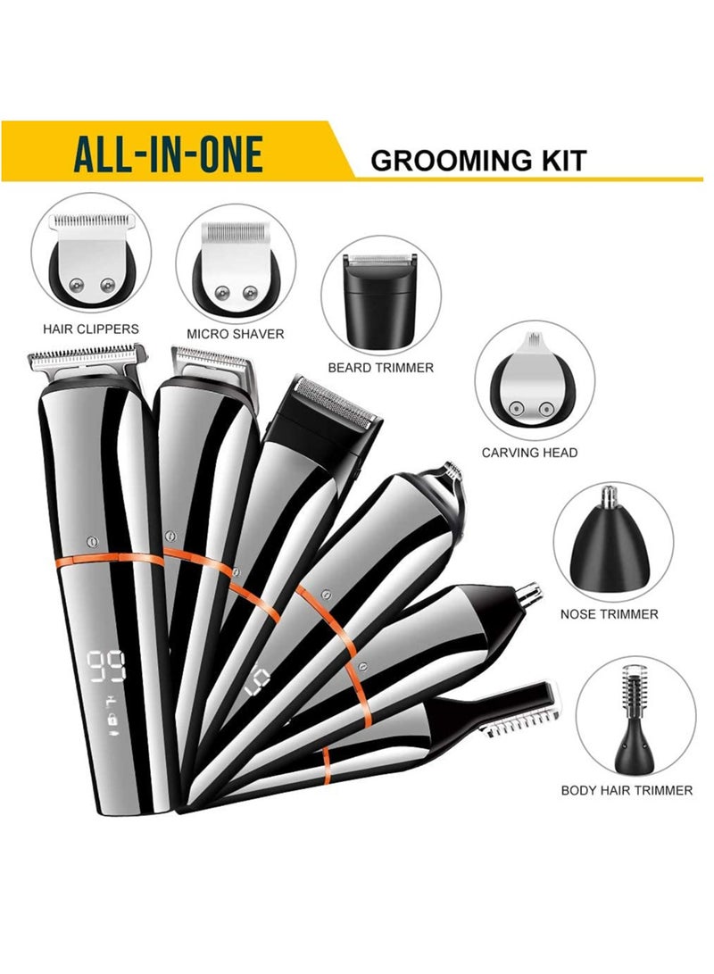 Arabest Beard Trimmer, Hair Clippers for Men, Body Mustache Nose Hair Groomer, Cordless Precision Hair Trimmer 6 in 1 Grooming Kit Waterproof USB Rechargeable and LED Display  - Image 2