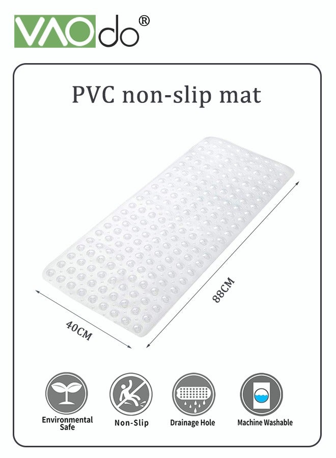 فاو دو كبير عدم الانزلاق حمام حصيرة حوض الاستحمام دش حصيرة بك عدم الانزلاق حمام حصيرة مع شفط كأس حمام حصيرة الأبيض 40 * 88 سم - Image 3