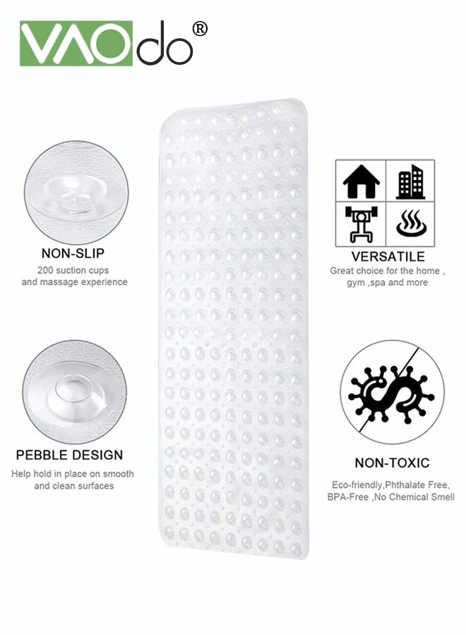 فاو دو كبير عدم الانزلاق حمام حصيرة حوض الاستحمام دش حصيرة بك عدم الانزلاق حمام حصيرة مع شفط كأس حمام حصيرة الأبيض 40 * 88 سم - Image 5