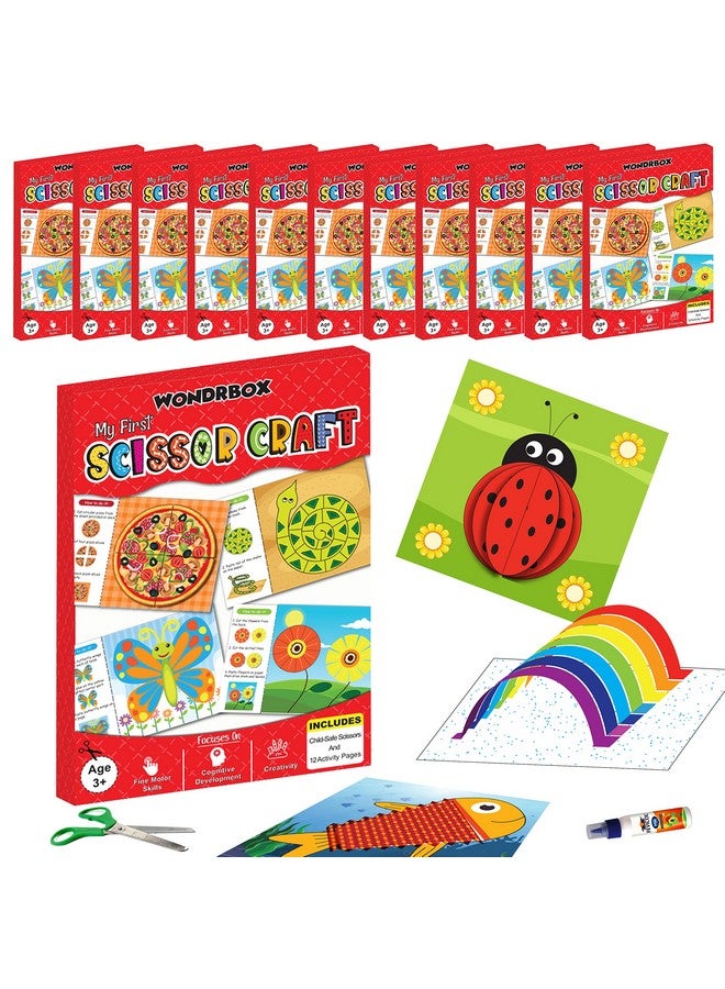 WONDRBOX Art & Craft Activity Kit - Practice Scissor Skills, Birthday Returns Gift for Kids Girls & Boys Ages 3, 4, 5, 6, 7 Girls and Boys,Multicolor | Pack of 12 - Image 1
