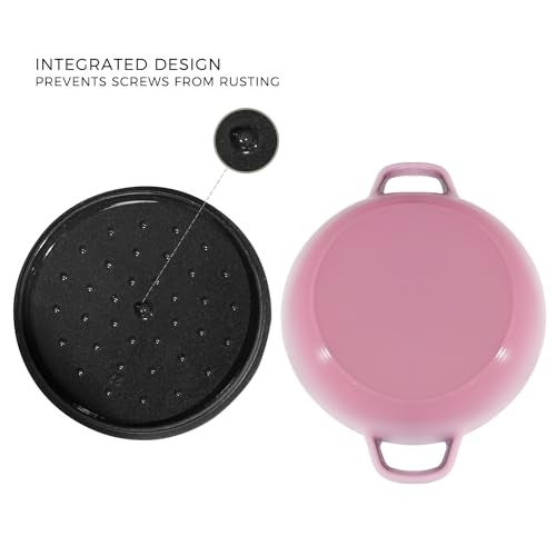 Flavehc Braiser Enameled Cast Iron Braiser 3 qt Braiser Pan with Lid Purple Shallow Cast Iron Casserole Braiser Pan with Handels - Image 5