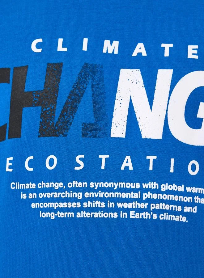 victor and jane Victor And Jane Teens Blue Climate Change Slogan Hoodie