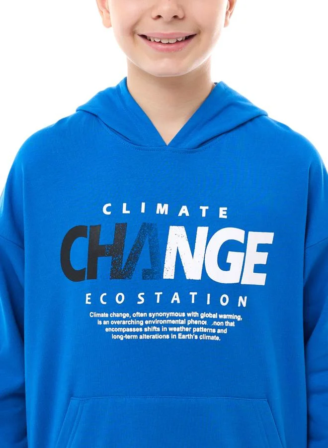 victor and jane Victor And Jane Teens Blue Climate Change Slogan Hoodie