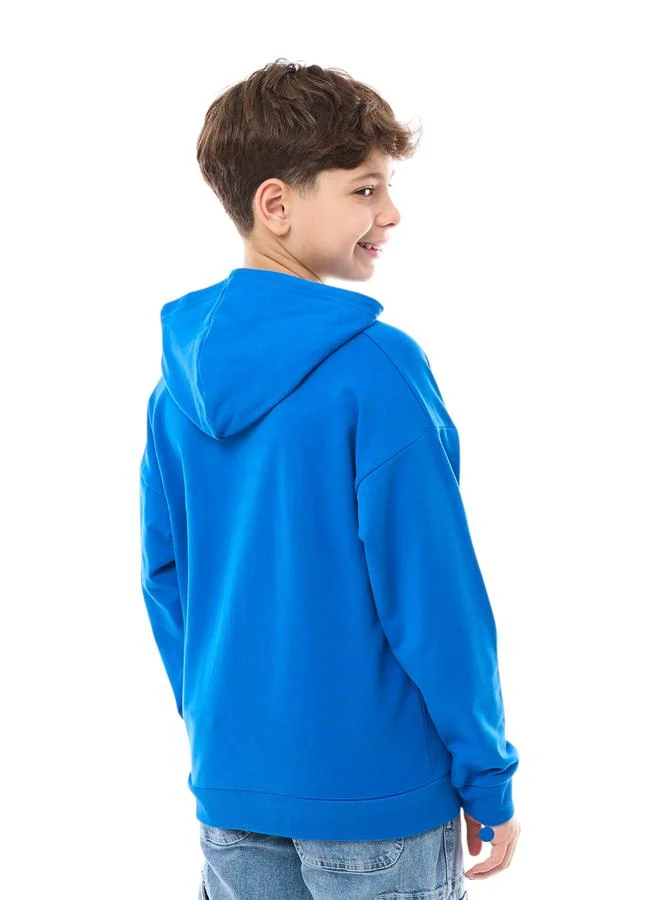 victor and jane Victor And Jane Teens Blue Climate Change Slogan Hoodie