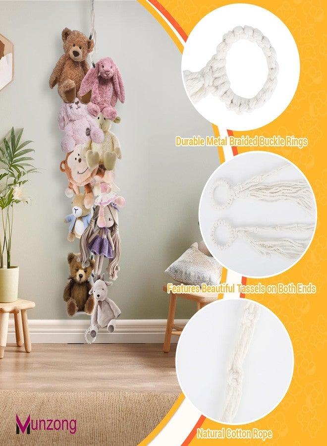 Munzong 80" Beige Hanging Stuffed Animal Storage Chain, Cotton Stuffed Animal Display Holder Plush Qrganizer with 20 Metal Clips for Nursery Room Corner Wall Decor Play Room - Image 4