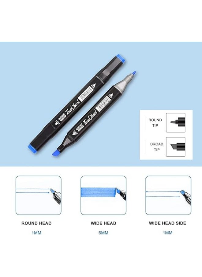 Generic Graphic Marker Set (60 Colors) Multicolor Dual-Tipped  Based Markers with Bag for Sketching, Calligraphy, and Design - Coloring Pen Set - Coloring and Drawing Ink for Kids and Adults - Perfect Coloring Pen Set for Artists and Hobbyists with Stylish Carrying Case Suitable for Art Gifts - Graffiti, Coloring, Outlining, Shading - Marker and Painting Projects with Bag  - Image 2