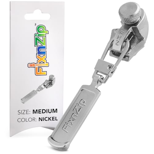 FixnZip (Medium, Nickel) - See Size Guide - Universal Zipper Repair Kit for Jackets, Luggage, Bags - Backpack Zipper Replacement Repair Kit - Instant Zipper Fix - Image 1