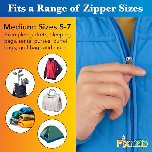 FixnZip (Medium, Nickel) - See Size Guide - Universal Zipper Repair Kit for Jackets, Luggage, Bags - Backpack Zipper Replacement Repair Kit - Instant Zipper Fix - Image 3