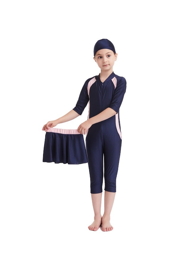 Girls Modest Muslim Burkini Swimwear Kids Full Coverage Conservative Swimming Suit Quick Dry Sun Protection Swimsuit with Swim Cap - Image 2