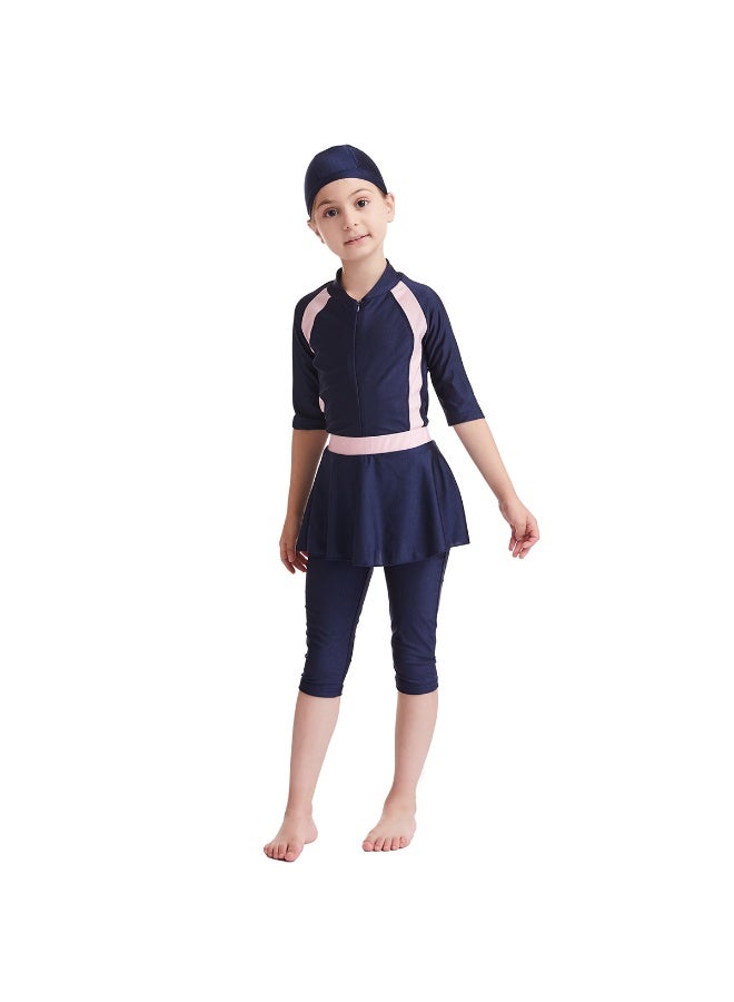 Girls Modest Muslim Burkini Swimwear Kids Full Coverage Conservative Swimming Suit Quick Dry Sun Protection Swimsuit with Swim Cap - Image 5