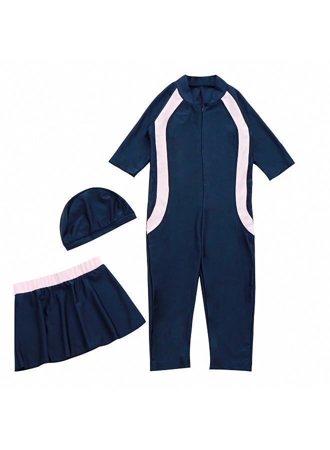 Girls Modest Muslim Burkini Swimwear Kids Full Coverage Conservative Swimming Suit Quick Dry Sun Protection Swimsuit with Swim Cap - Image 4