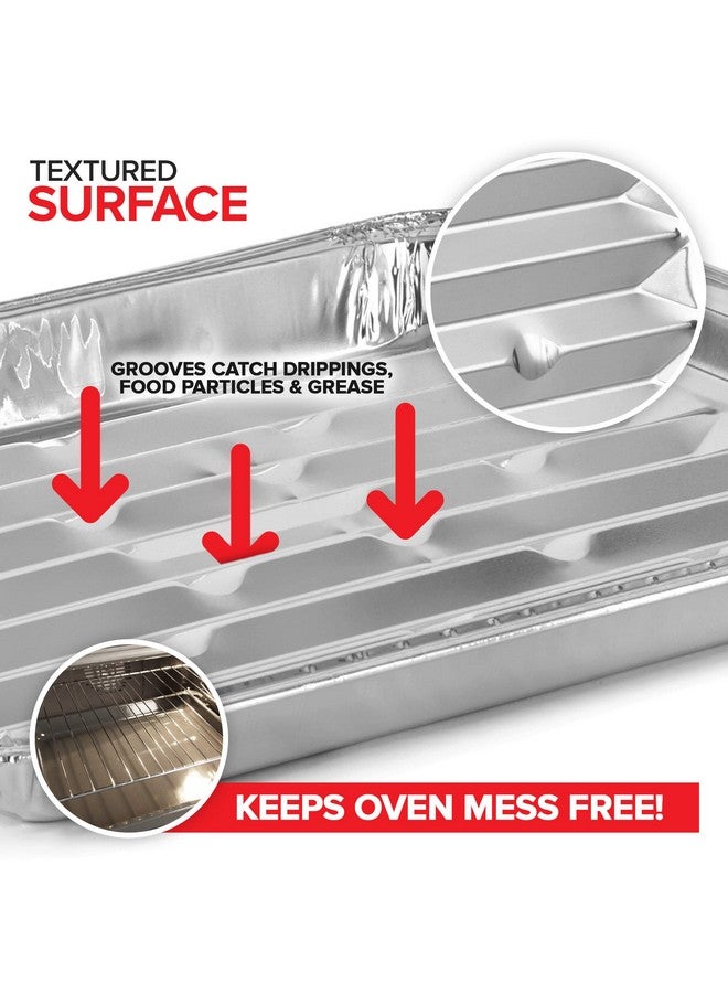 Stock Your Home Stock Your Home Disposable Aluminum Foil Broiler Pan (10 Pack) for Oven - Durable Broiling Drip Trays with Ribbed Bottom Surface for BBQ Grill-Like Texture - 13x9 Inch Pans - Image 3
