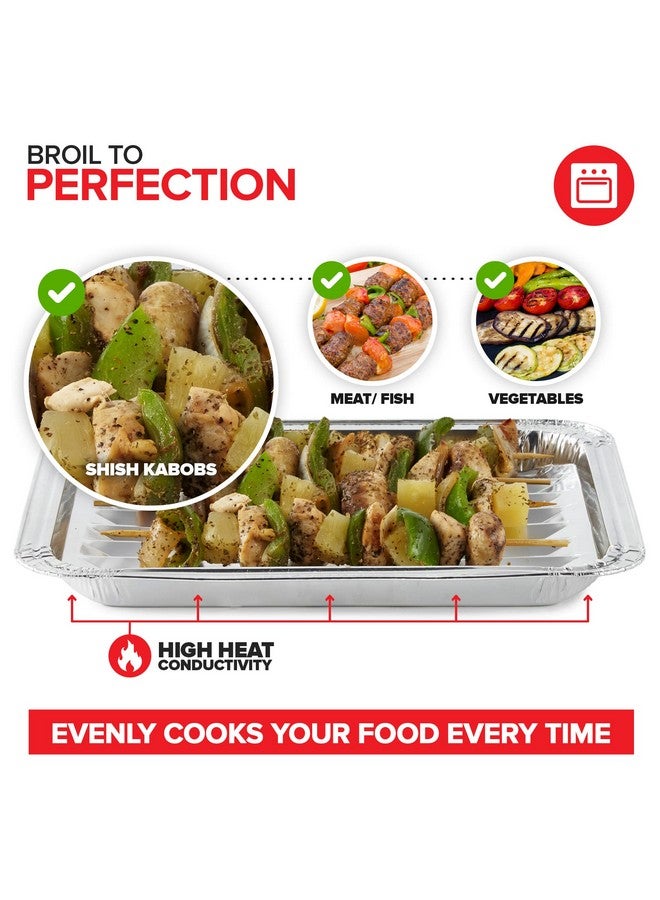 Stock Your Home Stock Your Home Disposable Aluminum Foil Broiler Pan (10 Pack) for Oven - Durable Broiling Drip Trays with Ribbed Bottom Surface for BBQ Grill-Like Texture - 13x9 Inch Pans - Image 4