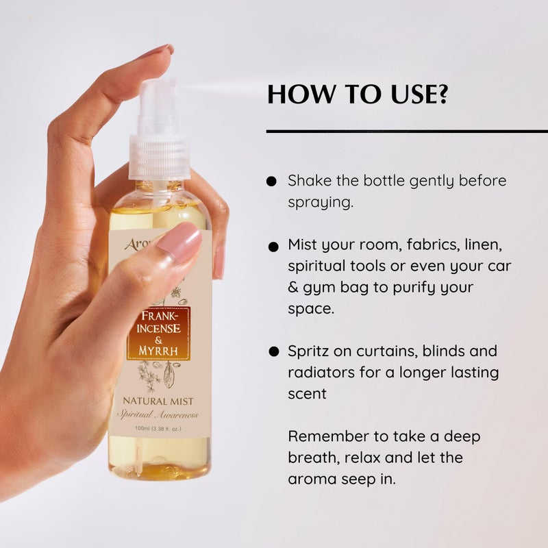 Aromafume بخاخ رذاذ الراتنج الطبيعي من اللبان والمر من أرومافوم | 100 مل / 3.3 أونصة | مثالي للاسترخاء العميق، الروحانية والطقوس | مصنوع من راتنج نقي من الصومال | خالي من الكحول، غير سام ونباتي - Image 5