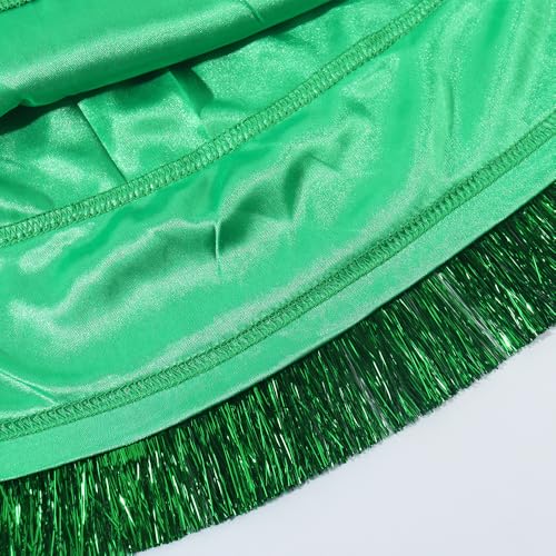 Noomelfish Girls Tinsel Fringe Skirt Sparkly Tassel Metallic Party Skirt, Green, Size 7-8 Years - Image 5