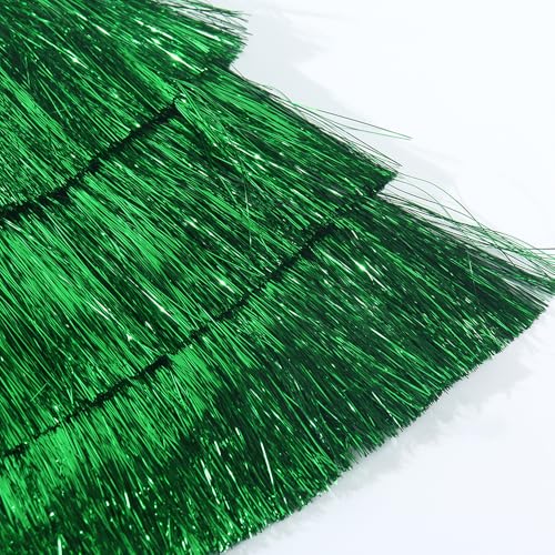 Noomelfish Girls Tinsel Fringe Skirt Sparkly Tassel Metallic Party Skirt, Green, Size 7-8 Years - Image 4