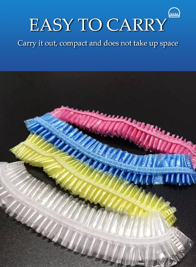 DUNISO 100Pcs Disposable Shower Cap Set,Thickening Waterproof Shower Caps,Plastic Clear Hair Cap,Oil and Stain Resistant,Elastic Big,for Women, Men, Travel Spa, Hotel, Hair Solon, Home Use - Image 3