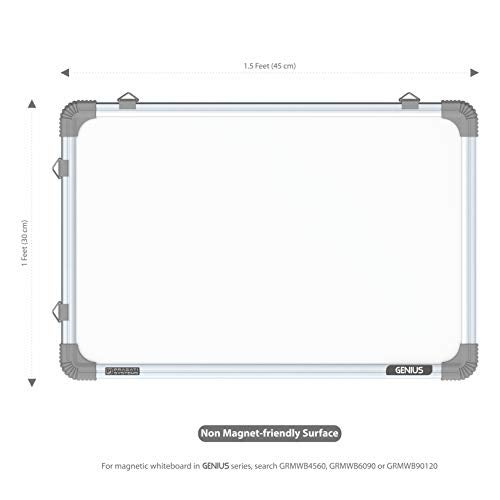 Pragati Systems Genius Melamine (Non-Magnetic) Whiteboard for Kids & Home with Lightweight Aluminium Frame | Portable & Featherlight Marker Writing Board | Extra Small Size 1x1.5 Feet (Pack of 1) - Image 2