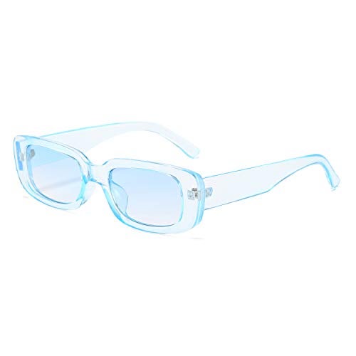 BUTABY Rectangle Sunglasses for Women Retro Driving Glasses 90’s Vintage Fashion Narrow Square Frame UV400 Protection Blue - Image 1
