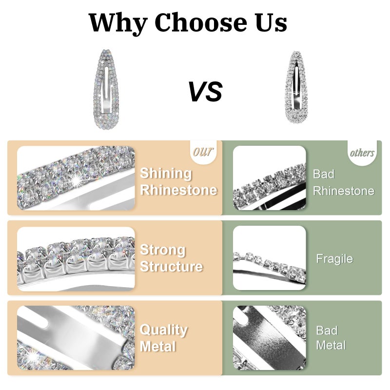 KANPRINCESS Hair Clip, 2Pcs 2.4Inch Rhinestone, Silver, Hair Barrettes for Women Girls Bridal, Wedding, Party, Prom - Image 3