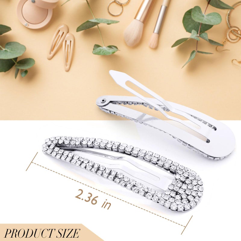 KANPRINCESS Hair Clip, 2Pcs 2.4Inch Rhinestone, Silver, Hair Barrettes for Women Girls Bridal, Wedding, Party, Prom - Image 2