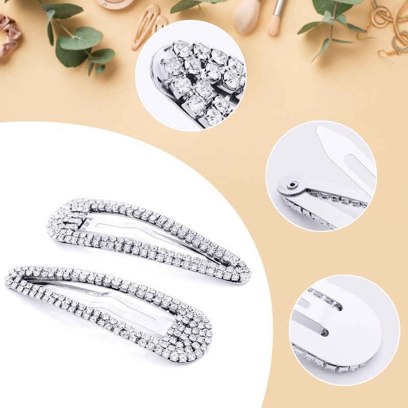 KANPRINCESS Hair Clip, 2Pcs 2.4Inch Rhinestone, Silver, Hair Barrettes for Women Girls Bridal, Wedding, Party, Prom - Image 5