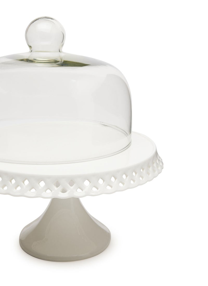 Simply Kitchen Cake Stand With Cover White Footed Base 30X28Cm  - Image 4