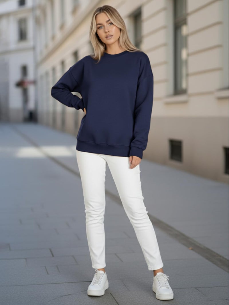 LEOTUDE Women’s Loose fit Round Neck Sweatshirt for Women (GRL_W11_SP-XOD9_P_Znavy_XL) - Image 5