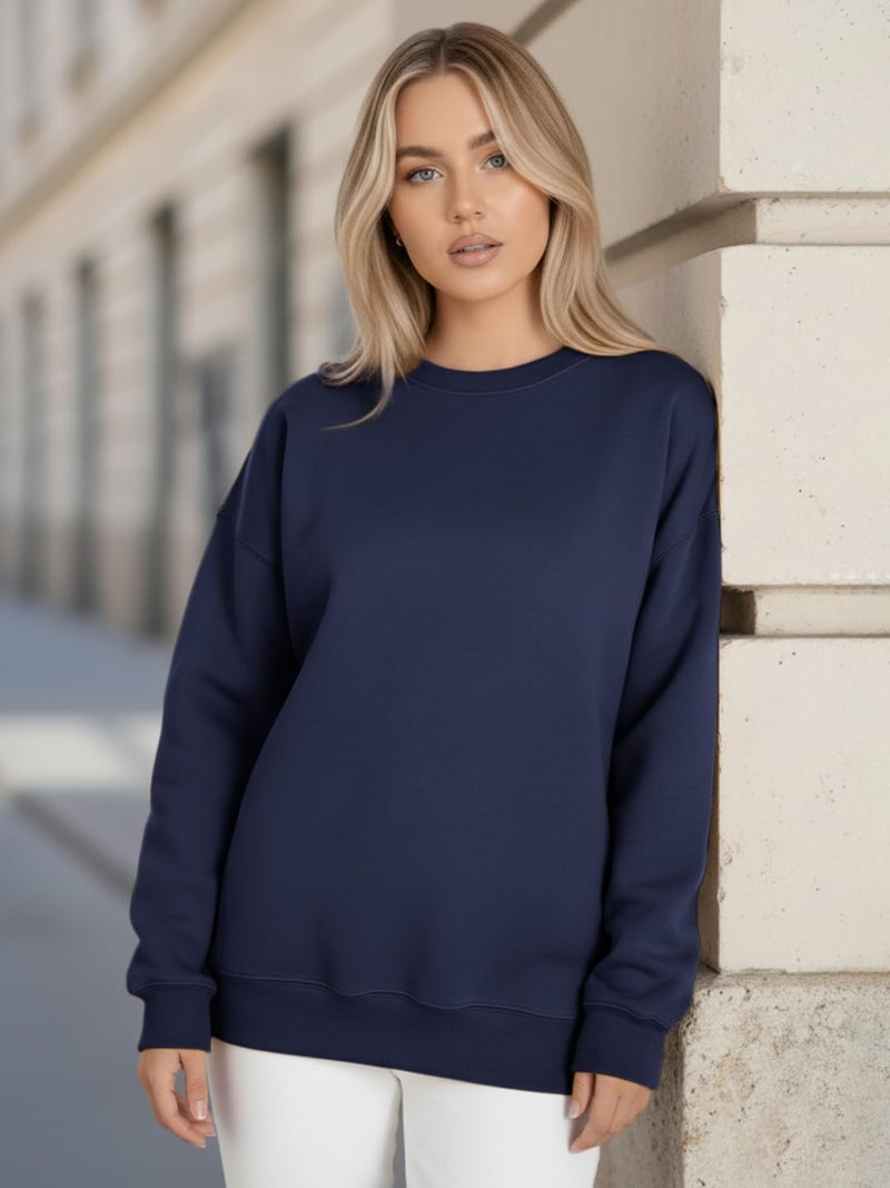 LEOTUDE Women’s Loose fit Round Neck Sweatshirt for Women (GRL_W11_SP-XOD9_P_Znavy_XL) - Image 2