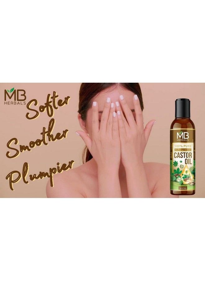 MB herbals - 100% Pure Castor Oil Cold Pressed For Stronger Hair Skin & Nails No Mineral Oil & Silicones Beard Growth 200Ml - Image 1