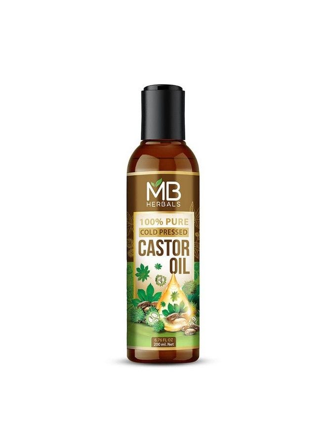 MB herbals - 100% Pure Castor Oil Cold Pressed For Stronger Hair Skin & Nails No Mineral Oil & Silicones Beard Growth 200Ml - Image 1