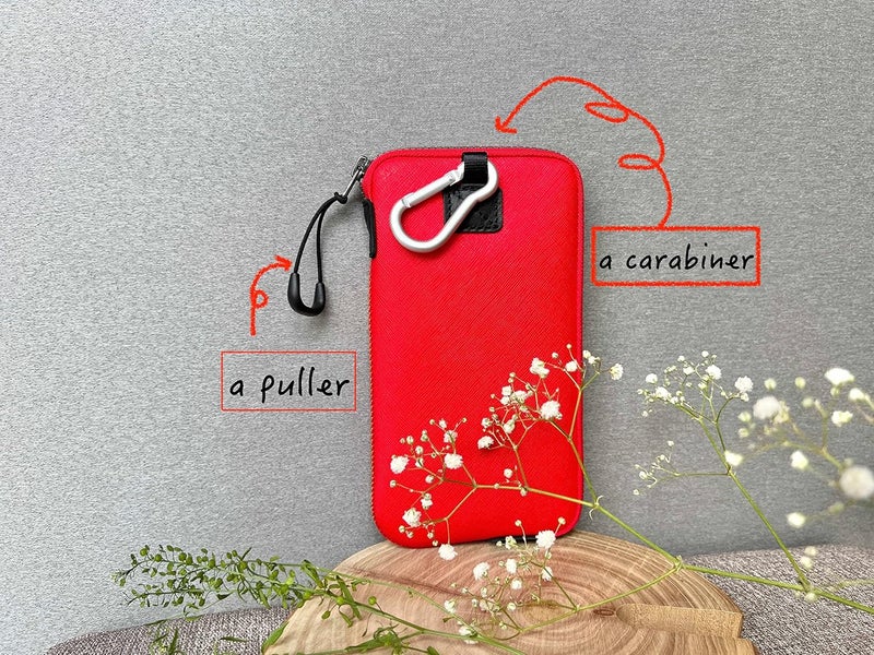 OneJoy Neoprene Cell Phone Pouch, Large Zipper Opening, Lightweight & Protective Phone Sleeves for iPhone Durable Phone Carrier Bag, Thermal Carrying Phone Pouch with Inner Pocket [ Red ] - Image 2