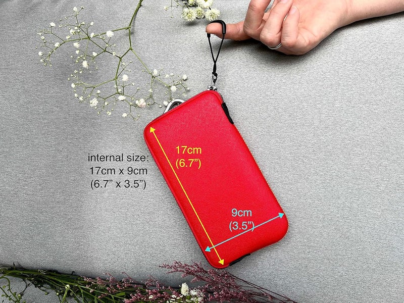 OneJoy Neoprene Cell Phone Pouch, Large Zipper Opening, Lightweight & Protective Phone Sleeves for iPhone Durable Phone Carrier Bag, Thermal Carrying Phone Pouch with Inner Pocket [ Red ] - Image 4