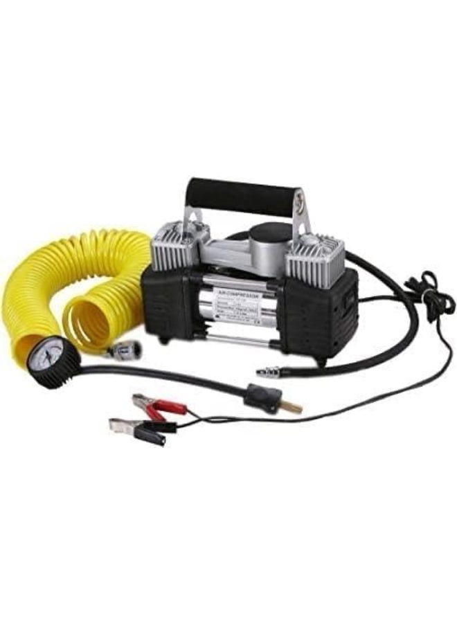 SHEZA STAR Heavy Duty Portable Air Compressor, 12V DC, Metal Construction with Coiled Air Hose - Image 1