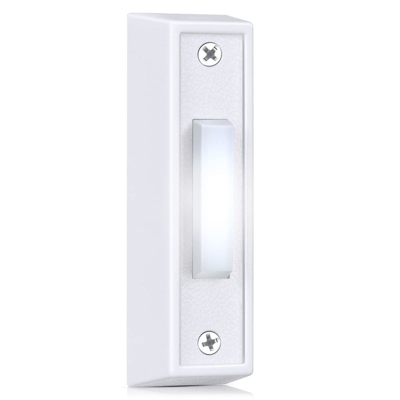 Saillong 1 Piece Lighted Doorbell Button Wall Mounted Garage Door Opener Switch with LED Light Compatible with Most Wire Doorbell Chimes Transformer Ringer Buzzers WhiteWhite Light