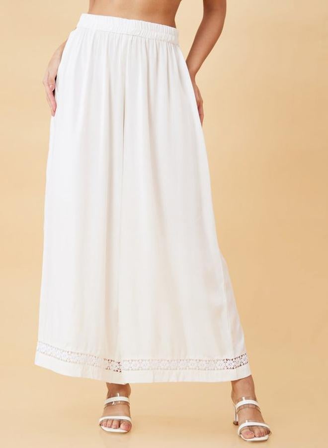 globus Floral Lace Hem Design Flowy Ethnic Palazzos - Image 1