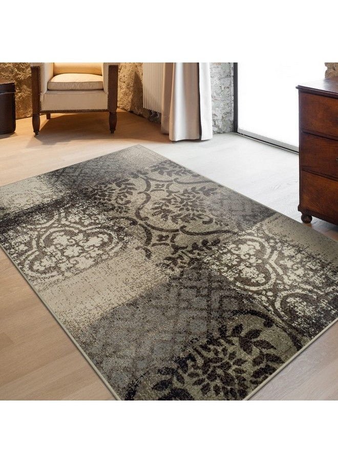 Superior Bristol Collection Area Rug 8Mm Pile Height With Jute Backing Chic Geometric Damask Patchwork Design Fashionable And Affordable Woven Rugs 2Ft X 3Ft Beigebrown  - Image 1