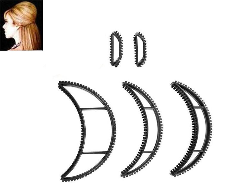 5PCS Set Bump It Black Styling Coiler Set Volume Hair Hair Accessory Hair Pumps Hair Bun Maker Bump It Up Volume Hair Base Pads Volume Insert Fluffy Hairdressing Tools for Women Girls