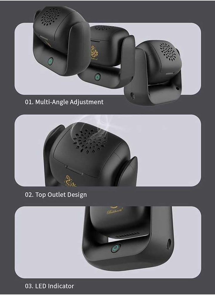 Smart Rotatable Bakhoor Incense Burner – 700°C Fast Heating, Rechargeable, Compact Cube Design with Auto Shutoff & Type-C Charging