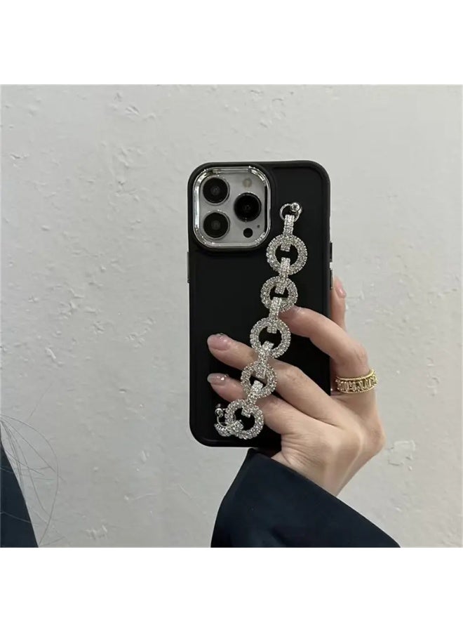 Temu A lightweight, premium protective case for the iPhone 15 Pro, featuring an elegant diamond chain for easy carrying. Shockproof and scratch-resistant. - Image 1