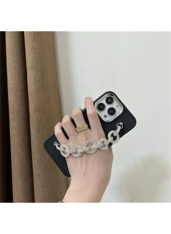 Temu A lightweight, premium protective case for the iPhone 15 Pro, featuring an elegant diamond chain for easy carrying. Shockproof and scratch-resistant. - Image 3